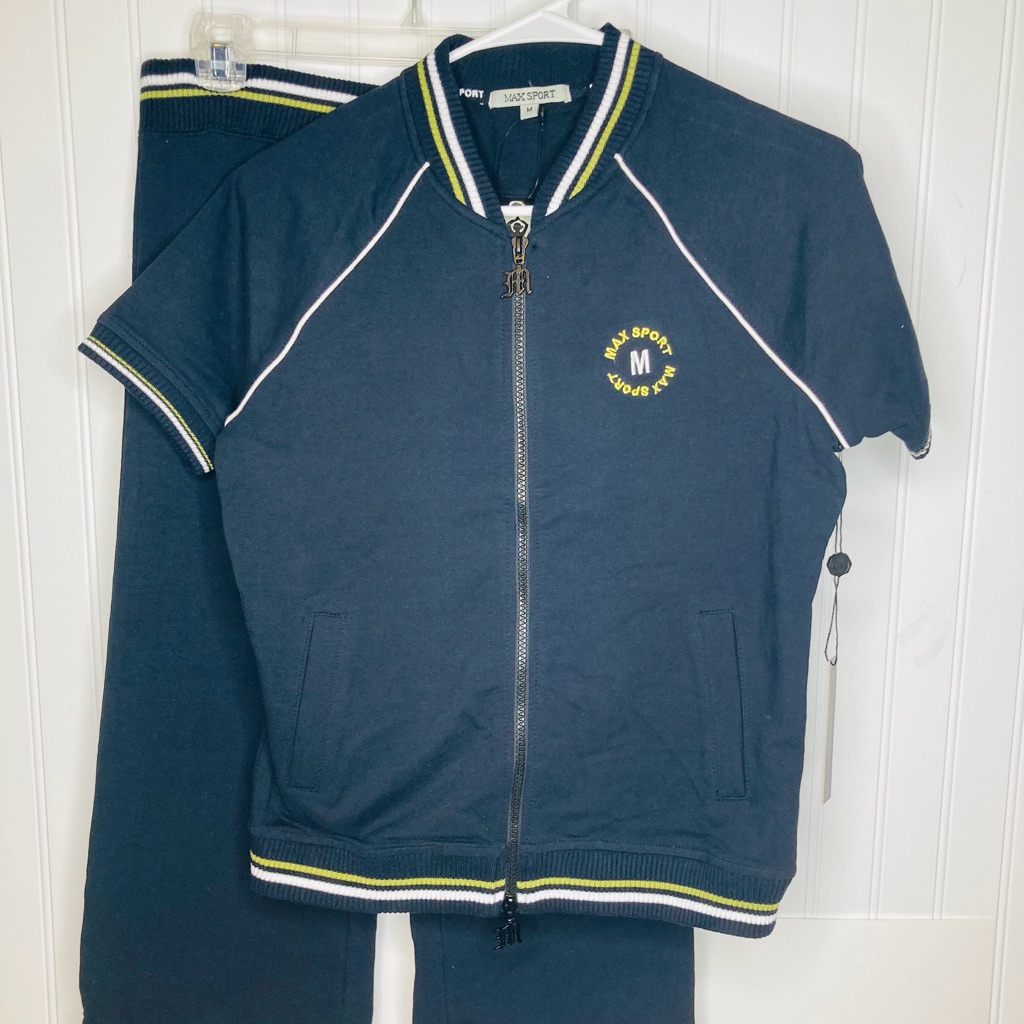 Max Sport Full Zip Top Crop Pants Tracksuit Set